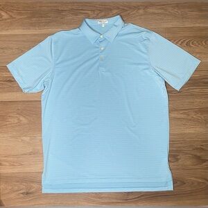 Peter Millar Crown Sport Summer Comfort Performance Striped Polo Blue Lime XL